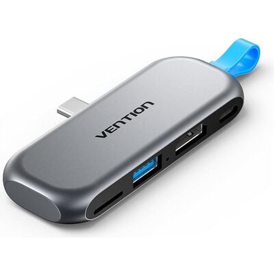 Vention Stacja dokująca 4 w 1 USB-C 4K 60Hz 100W PD bez kabla (USB-C, 4 Ports), Dockingstation + USB Hub, Grau Vention Stacja dokująca 4 w 1 USB-C 4K 60Hz 100W PD bez kabla (USB-C, 4 Ports), Dockingstation + USB Hub, Grau