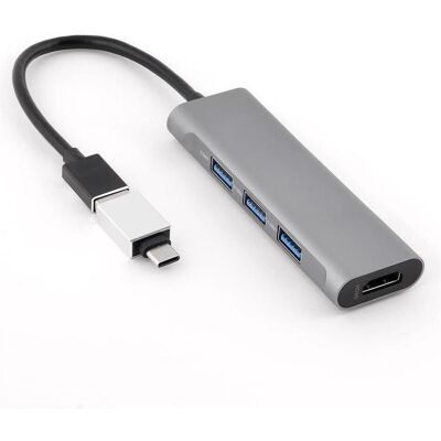 Bluestork 3 Ports USB 2.0 + HDMI (USB-A, 3 Ports), Dockingstation + USB Hub, Grau Bluestork 3 Ports USB 2.0 + HDMI (USB-A, 3 Ports), Dockingstation + USB Hub, Grau