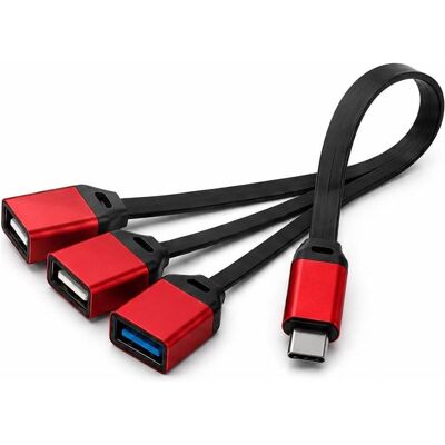 PowerGuard USB-C OTG Hub 3-Port USB 3.0, USB-A Adapter für iPhone, iPad & PC (USB-C, 3 Ports), Dockingstation + USB Hub, Rot, Schwarz PowerGuard USB-C OTG Hub 3-Port USB 3.0, USB-A Adapter für iPhone, iPad & PC (USB-C, 3 Ports), Dockingstation + USB Hub, Rot, Schwarz