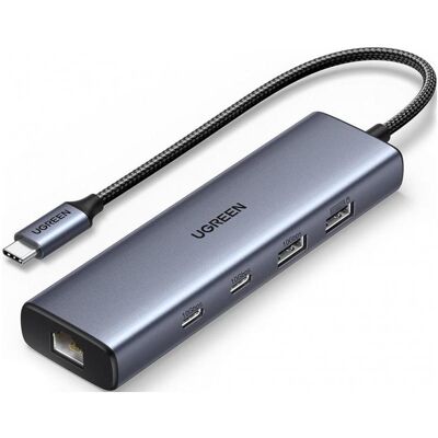 Ugreen USB-C Hub CM512, 1 x USB-A 3.2 - 1 x USB-A - 3 x USB-C - 1 x RJ45, Grey (USB-C, 6 Ports), Dockingstation + USB Hub, Grau Ugreen USB-C Hub CM512, 1 x USB-A 3.2 - 1 x USB-A - 3 x USB-C - 1 x RJ45, Grey (USB-C, 6 Ports), Dockingstation + USB Hub, Grau