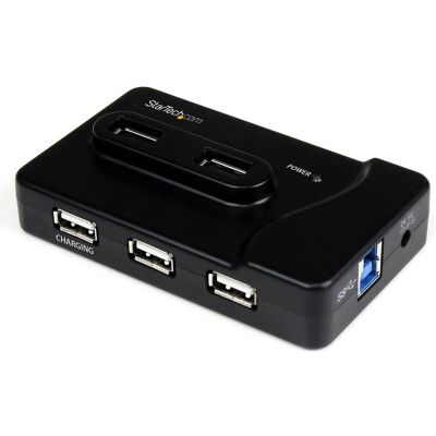 StarTech 7 Port USB 3.0/2.0 Hub with Charger (USB-B, 7 Ports), Dockingstation + USB Hub, Schwarz StarTech 7 Port USB 3.0/2.0 Hub with Charger (USB-B, 7 Ports), Dockingstation + USB Hub, Schwarz