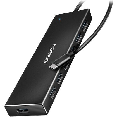 Axagon HUE-F7A 7x USB 3.2 Gen 1 Aluminium Flat Hub, 30 cm USB-C-Kabel (USB-C, 7 Ports), Dockingstation + USB Hub, Schwarz Axagon HUE-F7A 7x USB 3.2 Gen 1 Aluminium Flat Hub, 30 cm USB-C-Kabel (USB-C, 7 Ports), Dockingstation + USB Hub, Schwarz