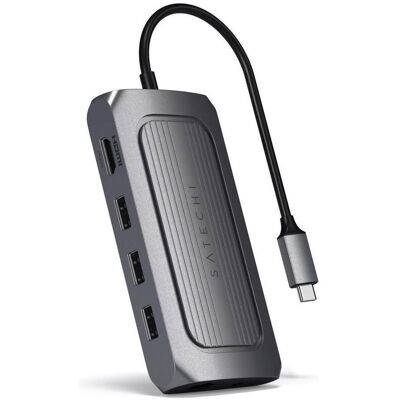 Satechi Usb4 Multiport Adapter With (USB-C, 7 Ports), Dockingstation + USB Hub, Grau Satechi Usb4 Multiport Adapter With (USB-C, 7 Ports), Dockingstation + USB Hub, Grau
