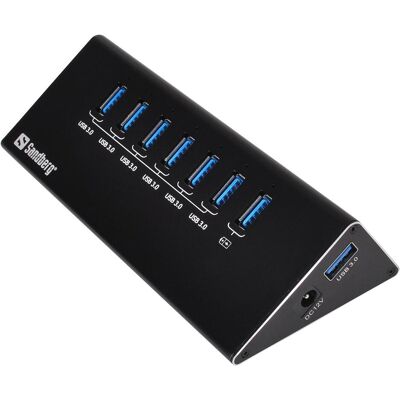 Sandberg USB 3.0 Hub (USB-A, 7 Ports), Dockingstation + USB Hub, Schwarz Sandberg USB 3.0 Hub (USB-A, 7 Ports), Dockingstation + USB Hub, Schwarz