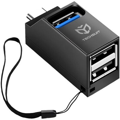 Techsuit - Docking Station EchoLink 3 in 1 (H10) - Type-C to 2x USB 2.0, 1x USB 3.0 - Black (USB-C, 3 Ports), Dockingstation + USB Hub, Schwarz Techsuit - Docking Station EchoLink 3 in 1 (H10) - Type-C to 2x USB 2.0, 1x USB 3.0 - Black (USB-C, 3 Ports), Dockingstation + USB Hub, Schwarz
