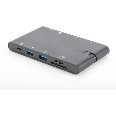 Digitus Universal Travel DA-70865 (USB-C, 3 Ports), Dockingstation + USB Hub, Schwarz Digitus Universal Travel DA-70865 (USB-C, 3 Ports), Dockingstation + USB Hub, Schwarz