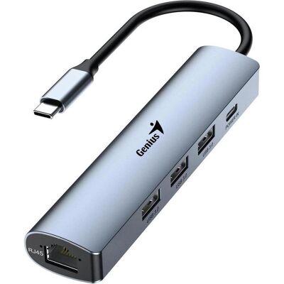 Genius UH-545 Eisengrau (USB-C, 4 Ports), Dockingstation + USB Hub, Grau Genius UH-545 Eisengrau (USB-C, 4 Ports), Dockingstation + USB Hub, Grau