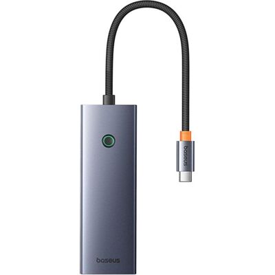 Baseus Hub 5in1 UltraJoy 5-Port ( 3xUSB3.0 RJ45 PD) grey (USB-C, 5 Ports), Dockingstation + USB Hub, Grau Baseus Hub 5in1 UltraJoy 5-Port ( 3xUSB3.0 RJ45 PD) grey (USB-C, 5 Ports), Dockingstation + USB Hub, Grau