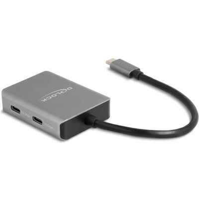 Delock 64249 (USB-C, 4 Ports), Dockingstation + USB Hub, Schwarz, Grau Delock 64249 (USB-C, 4 Ports), Dockingstation + USB Hub, Schwarz, Grau