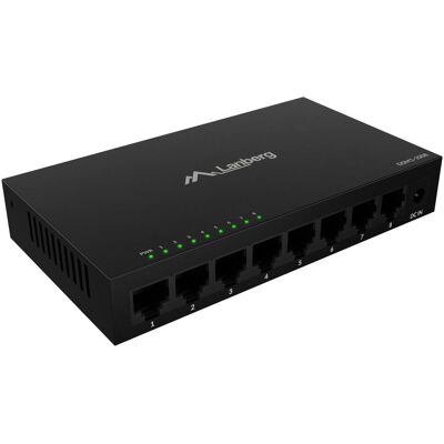 Lanberg switch 8x 1Gb/s niezarządzalny 12V obudowa metalowa (8 Ports), Netzwerk Switch, Schwarz Lanberg switch 8x 1Gb/s niezarządzalny 12V obudowa metalowa (8 Ports), Netzwerk Switch, Schwarz