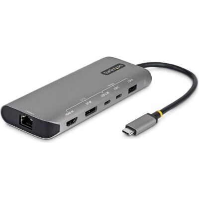 StarTech .com 174B-USB4-MULTIPORT, Avec fil, USB4, 140 W, 10,100,1000,2500 Mbit/s, Gris, 40 Gbit/s, Dockingstation + USB Hub, Grau StarTech .com 174B-USB4-MULTIPORT, Avec fil, USB4, 140 W, 10,100,1000,2500 Mbit/s, Gris, 40 Gbit/s, Dockingstation + USB Hub, Grau
