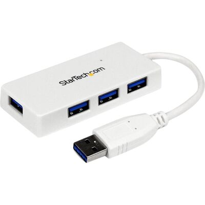 StarTech WHITE 4 PORT MINI USB 3.0 HUB (USB-A, 4 Ports), Dockingstation + USB Hub, Weiss StarTech WHITE 4 PORT MINI USB 3.0 HUB (USB-A, 4 Ports), Dockingstation + USB Hub, Weiss
