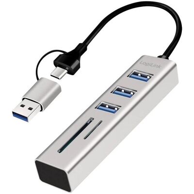 LogiLink Prüfen (USB-A, USB-C, 5 Ports), Dockingstation + USB Hub, Silber, Grau LogiLink Prüfen (USB-A, USB-C, 5 Ports), Dockingstation + USB Hub, Silber, Grau