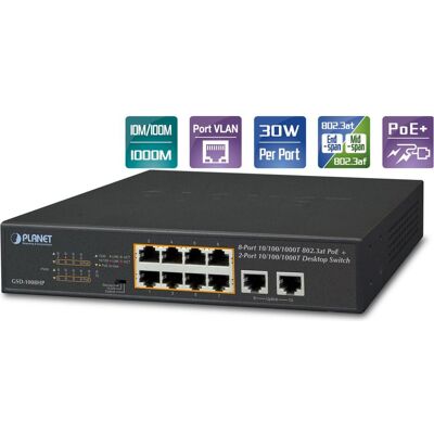 Planet GSD-1008HP Netzwerk-Switch Unmanaged Gigabit Ethernet (10/100/1000) Power over Ethernet (PoE) 1U (10 Ports), Netzwerk Switch, Blau Planet GSD-1008HP Netzwerk-Switch Unmanaged Gigabit Ethernet (10/100/1000) Power over Ethernet (PoE) 1U (10 Ports), Netzwerk Switch, Blau
