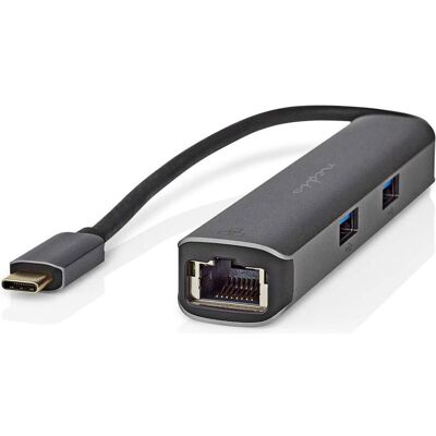 Nedis USB Multi-Port Adapter USB 3.2 Gen 1, USB-C™ Male, HDMI™ Female, RJ45 Female, 3x USB-A Female (USB-C, 5 Ports), Dockingstation + USB Hub, Schwarz Nedis USB Multi-Port Adapter USB 3.2 Gen 1, USB-C™ Male, HDMI™ Female, RJ45 Female, 3x USB-A Female (USB-C, 5 Ports), Dockingstation + USB Hub, Schwarz