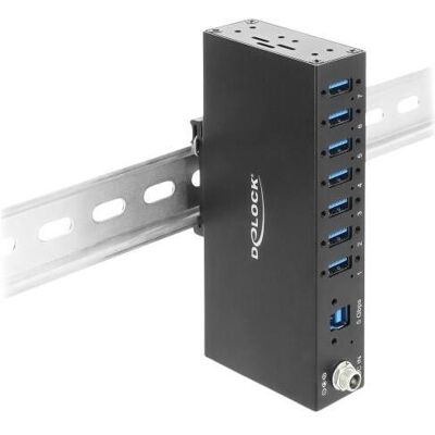 Delock Industrie Hub 7 x USB 5 Gbps Typ-A mit 8 kV ESD Schut (USB-A, 7 Ports), Dockingstation + USB Hub, Schwarz Delock Industrie Hub 7 x USB 5 Gbps Typ-A mit 8 kV ESD Schut (USB-A, 7 Ports), Dockingstation + USB Hub, Schwarz