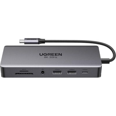 Ugreen HUB CM681 15978 13in1 USB-C - 2x USB-A 3.2 / 2x USB-A 3.0 / USB-C 3.2 / 2x HDMI / DisplayPort (USB-C, 13 Ports), Dockingstation + USB Hub, Grau Ugreen HUB CM681 15978 13in1 USB-C - 2x USB-A 3.2 / 2x USB-A 3.0 / USB-C 3.2 / 2x HDMI / DisplayPort (USB-C, 13 Ports), Dockingstation + USB Hub, Grau