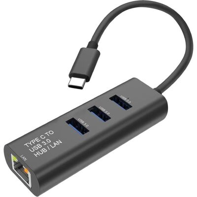 Secomp STANDARD USB Typ C zu Gigabit Ethernet Konverter + Hub 3x (USB-C, 1 Port), Dockingstation + USB Hub, Silber Secomp STANDARD USB Typ C zu Gigabit Ethernet Konverter + Hub 3x (USB-C, 1 Port), Dockingstation + USB Hub, Silber