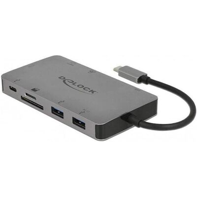 Delock USB 3.1 Typ-C (USB-C, 3 Ports), Dockingstation + USB Hub, Silber Delock USB 3.1 Typ-C (USB-C, 3 Ports), Dockingstation + USB Hub, Silber