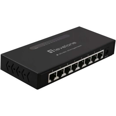 LevelOne 8-Port-Gigabit Ethernet-Switch (8 Ports), Netzwerk Switch, Schwarz LevelOne 8-Port-Gigabit Ethernet-Switch (8 Ports), Netzwerk Switch, Schwarz