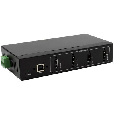EXSYS GmbH 4 Port USB 2.0 Metall-HUB, für Tisch, Wand- und DIN-Rail Montage, 15KV ESD Schutz (USB-B, 4 Ports), Dockingstation + USB Hub, Schwarz EXSYS GmbH 4 Port USB 2.0 Metall-HUB, für Tisch, Wand- und DIN-Rail Montage, 15KV ESD Schutz (USB-B, 4 Ports), Dockingstation + USB Hub, Schwarz