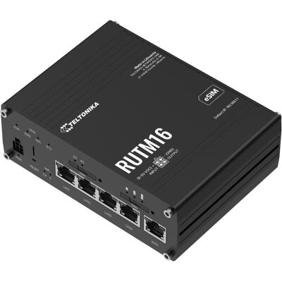 Teltonika RUTM16 (Global, EU PSU) 4G, Router, Schwarz Teltonika RUTM16 (Global, EU PSU) 4G, Router, Schwarz