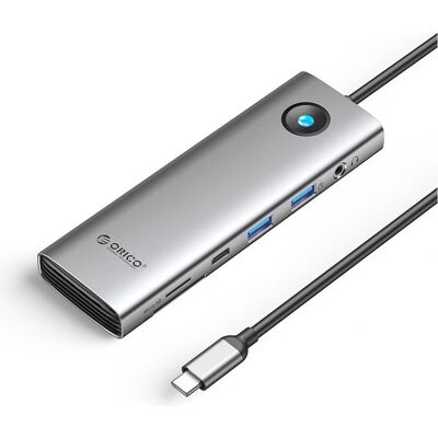 Orico PW11 9-in-1 USB-C Dockingstation 2x USB-A 3.0 1x USB-C 3.0 (USB-C, 9 Ports), Dockingstation + USB Hub, Grau Orico PW11 9-in-1 USB-C Dockingstation 2x USB-A 3.0 1x USB-C 3.0 (USB-C, 9 Ports), Dockingstation + USB Hub, Grau