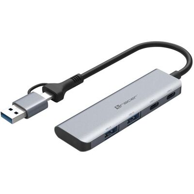 Tracer 47500 Adapter A-5 (USB-A, USB-C, 4 Ports), Dockingstation + USB Hub, Silber Tracer 47500 Adapter A-5 (USB-A, USB-C, 4 Ports), Dockingstation + USB Hub, Silber