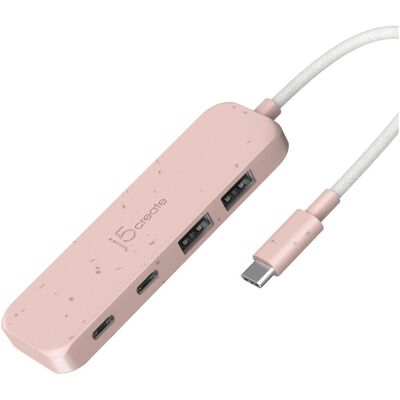 j5Create Umweltfreundlicher USB-C-zu-Hub Typ C & Typ A Gen 2 mit 4 Anschlüssen, USB 3.2 Gen 1 (3.1 G (USB-C, 4 Ports), Dockingstation + USB Hub, Rosa j5Create Umweltfreundlicher USB-C-zu-Hub Typ C & Typ A Gen 2 mit 4 Anschlüssen, USB 3.2 Gen 1 (3.1 G (USB-C, 4 Ports), Dockingstation + USB Hub, Rosa