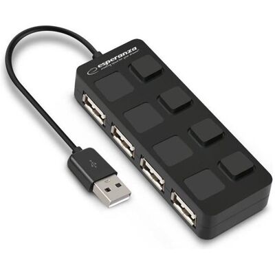 Esperanza 4 PORT USB 2.0 HUB (USB-A, 4 Ports), Dockingstation + USB Hub, Schwarz Esperanza 4 PORT USB 2.0 HUB (USB-A, 4 Ports), Dockingstation + USB Hub, Schwarz