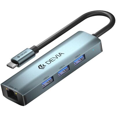 Devia Adapter HUB USB-C 3.1 auf 4x USB 3.0 dunkelgrau (USB-C, 4 Ports), Dockingstation + USB Hub, Grau Devia Adapter HUB USB-C 3.1 auf 4x USB 3.0 dunkelgrau (USB-C, 4 Ports), Dockingstation + USB Hub, Grau