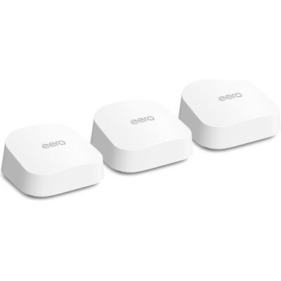 Eero BE5000 Dual-Band Wi-Fi 7 Mesh System, 3 Pack, Router, Weiss Eero BE5000 Dual-Band Wi-Fi 7 Mesh System, 3 Pack, Router, Weiss