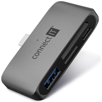 Connect IT Dokovací stanice CompactPRO USB-C, 1xUSB-A, 1xUSB-C, MicroSD/SD, šedá (USB-C, 3 Ports), Dockingstation + USB Hub, Grau Connect IT Dokovací stanice CompactPRO USB-C, 1xUSB-A, 1xUSB-C, MicroSD/SD, šedá (USB-C, 3 Ports), Dockingstation + USB Hub, Grau