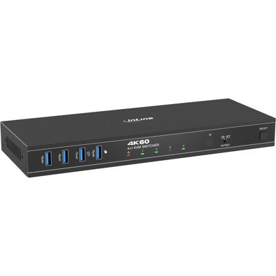 Aten Przełącznik Altusen InLine KVM Switch, 4x1, DP 4K/60Hz, USB 3.2 Hub, KVM Switch, Schwarz Aten Przełącznik Altusen InLine KVM Switch, 4x1, DP 4K/60Hz, USB 3.2 Hub, KVM Switch, Schwarz