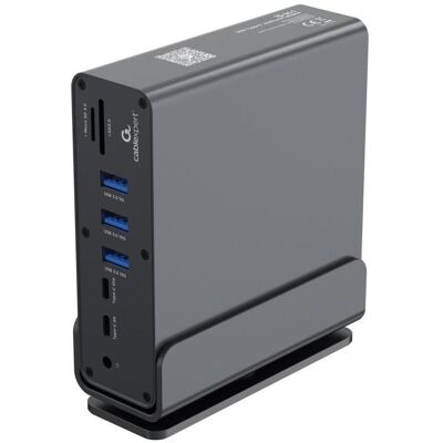 Gembird Dock station Dokstacija USB Type-CF 15-in-1 multi-port adapter (USB-C, 15 Ports), Dockingstation + USB Hub, Grau Gembird Dock station Dokstacija USB Type-CF 15-in-1 multi-port adapter (USB-C, 15 Ports), Dockingstation + USB Hub, Grau