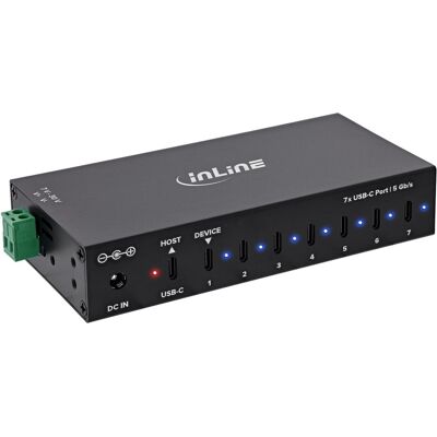 InLine USB 3.2 Gen.1 Industrie-Hub (USB-B, USB-C, 7 Ports), Dockingstation + USB Hub, Schwarz InLine USB 3.2 Gen.1 Industrie-Hub (USB-B, USB-C, 7 Ports), Dockingstation + USB Hub, Schwarz