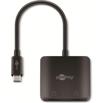 Goobay USB-C auf 2x HDMI Adapter (USB Typ-C, 5 cm), Data + Video Adapter, Schwarz Goobay USB-C auf 2x HDMI Adapter (USB Typ-C, 5 cm), Data + Video Adapter, Schwarz