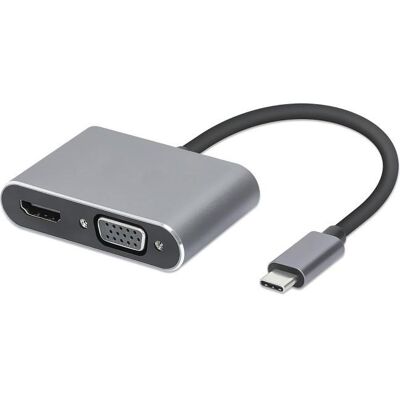iBox HUB USB Hub USB Typ-C 4w1 USB 3.0 + PD 100W + HDMK 4k30Hz + VGA FullHD (USB-C, 4 Ports), Dockingstation + USB Hub, Grau, Schwarz iBox HUB USB Hub USB Typ-C 4w1 USB 3.0 + PD 100W + HDMK 4k30Hz + VGA FullHD (USB-C, 4 Ports), Dockingstation + USB Hub, Grau, Schwarz
