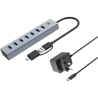 Conceptronic USB-Hub 7-Port 3.0 ->7x3.0 5Gbps ink PW.Adapter (USB-A, 7 Ports), Dockingstation + USB Hub, Grau Conceptronic USB-Hub 7-Port 3.0 ->7x3.0 5Gbps ink PW.Adapter (USB-A, 7 Ports), Dockingstation + USB Hub, Grau