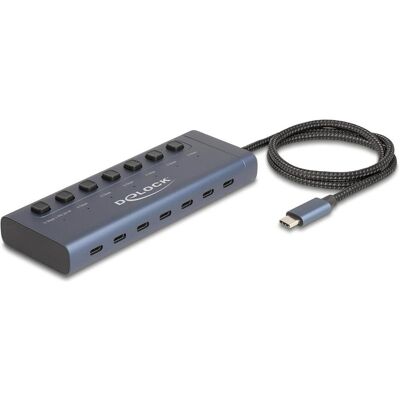 Delock USB 5 Gbps Hub mit 7 USB Type-C Ports mit Schalter da (USB-C, 7 Ports), Dockingstation + USB Hub, Blau Delock USB 5 Gbps Hub mit 7 USB Type-C Ports mit Schalter da (USB-C, 7 Ports), Dockingstation + USB Hub, Blau