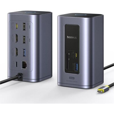 Baseus USB-C Hub NU1 Air Spacemate, 12in1, Grey (USB-C, 12 Ports), Dockingstation + USB Hub, Grau, Blau, Silber Baseus USB-C Hub NU1 Air Spacemate, 12in1, Grey (USB-C, 12 Ports), Dockingstation + USB Hub, Grau, Blau, Silber