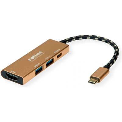 Roline USB Typ C Dockingstation (USB-C), Dockingstation + USB Hub, Gold Roline USB Typ C Dockingstation (USB-C), Dockingstation + USB Hub, Gold