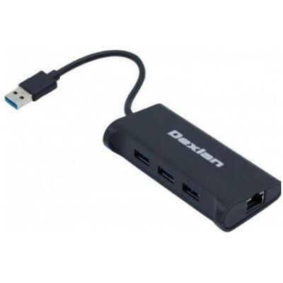 Dexlan USB 3.0 Gigabit Netzwerk Adapter mit 3 Port USB 3.0 Hub (USB-A, 4 Ports), Dockingstation + USB Hub Dexlan USB 3.0 Gigabit Netzwerk Adapter mit 3 Port USB 3.0 Hub (USB-A, 4 Ports), Dockingstation + USB Hub