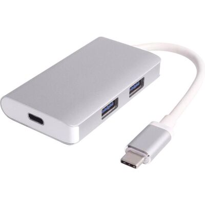 PremiumCord USB-C Hub 2xUSB 3.0+PD-Ladung (USB-C, 2 Ports), Dockingstation + USB Hub, Silber PremiumCord USB-C Hub 2xUSB 3.0+PD-Ladung (USB-C, 2 Ports), Dockingstation + USB Hub, Silber