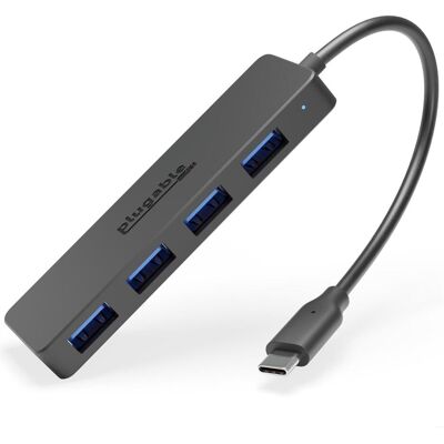Plugable USB-C 4-Port Hub Data (USB-C, 4 Ports), Dockingstation + USB Hub, Schwarz Plugable USB-C 4-Port Hub Data (USB-C, 4 Ports), Dockingstation + USB Hub, Schwarz