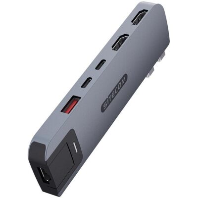 SiteCom MacBook Pro Multiport Hub 6 in 2 Grijs (AC-2102) (USB-C, 6 Ports), Dockingstation + USB Hub, Grau SiteCom MacBook Pro Multiport Hub 6 in 2 Grijs (AC-2102) (USB-C, 6 Ports), Dockingstation + USB Hub, Grau