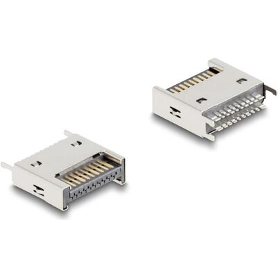 Delock USB 10 Gbps Typ-E Key A 20 Pin Stecker gerade zur SMT (USB-A), Dockingstation + USB Hub, Silber Delock USB 10 Gbps Typ-E Key A 20 Pin Stecker gerade zur SMT (USB-A), Dockingstation + USB Hub, Silber