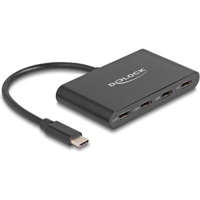 Delock USB 3.2 Gen 1 USB Type-C™ Hub mit 3 x USB Type-C™ Buchse + 1 x USB Type-C™ PD 100 Watt (USB-C, 4 Ports), Dockingstation + USB Hub, Schwarz Delock USB 3.2 Gen 1 USB Type-C™ Hub mit 3 x USB Type-C™ Buchse + 1 x USB Type-C™ PD 100 Watt (USB-C, 4 Ports), Dockingstation + USB Hub, Schwarz