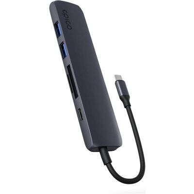 Epico 6-in-1 Aluminum USB-C 8K Hub - Inkjet (USB-C, 6 Ports), Dockingstation + USB Hub, Silber Epico 6-in-1 Aluminum USB-C 8K Hub - Inkjet (USB-C, 6 Ports), Dockingstation + USB Hub, Silber