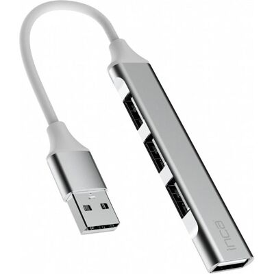 Inca Adapter IUSB-4TUX Typ A USB Eingang, 2.0/3.0 Ausgang (USB-A, 4 Ports), Dockingstation + USB Hub, Silber, Weiss Inca Adapter IUSB-4TUX Typ A USB Eingang, 2.0/3.0 Ausgang (USB-A, 4 Ports), Dockingstation + USB Hub, Silber, Weiss